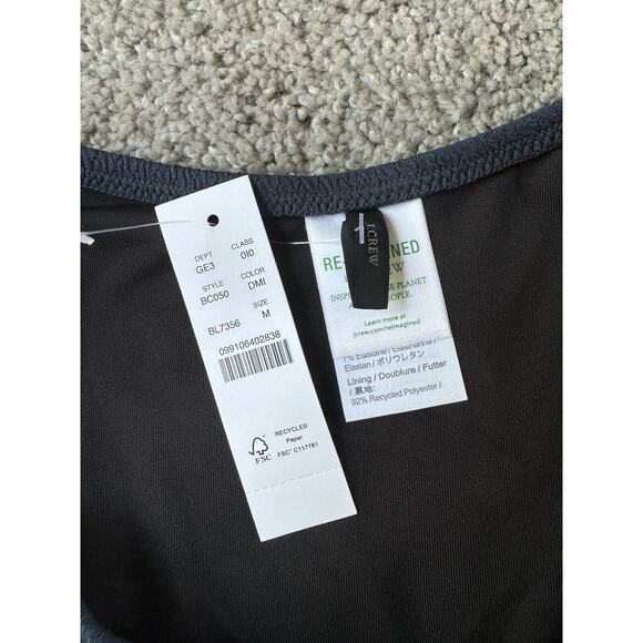 NWT J. Crew Textured Curved Waist Cheeky Navy Blue Bikini Bottom Size Medium - Picture 4 of 5